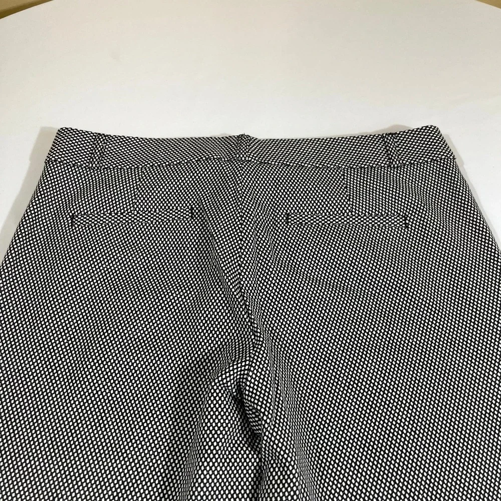 Banana Republic Ryan Pants Women 8 Black White Textured Geometric Straight Leg